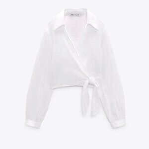 NWT TIED LINEN SHIRT White Size Medium